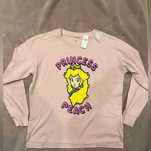 Princess Peach Kids Long Sleeve Shirt - Pink 14/16
